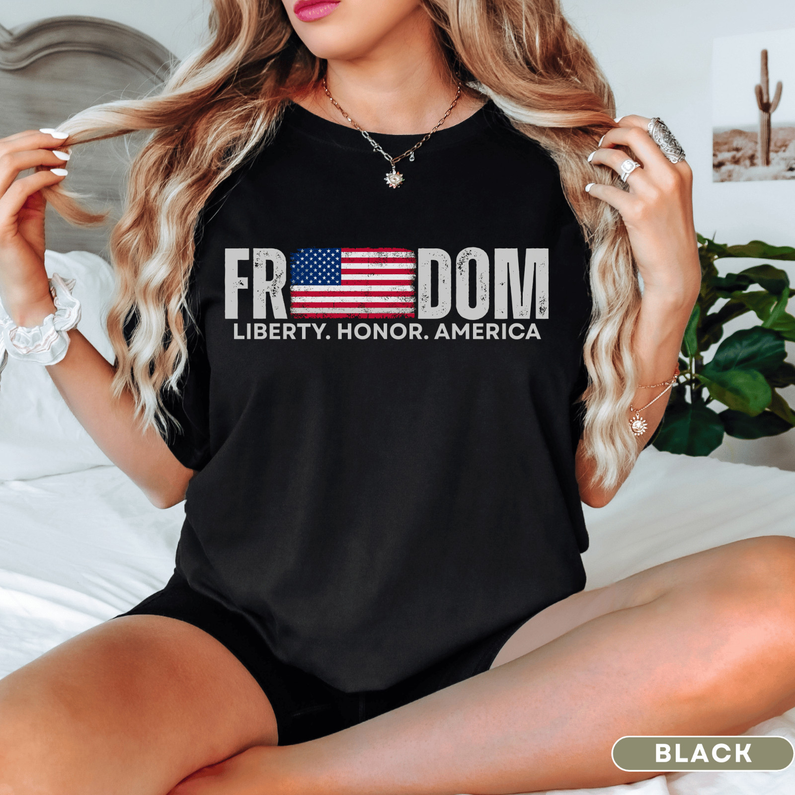 Freedom 1776 T-Shirt Patriotic American Flag Shirt Liberty Honor and Amcerica