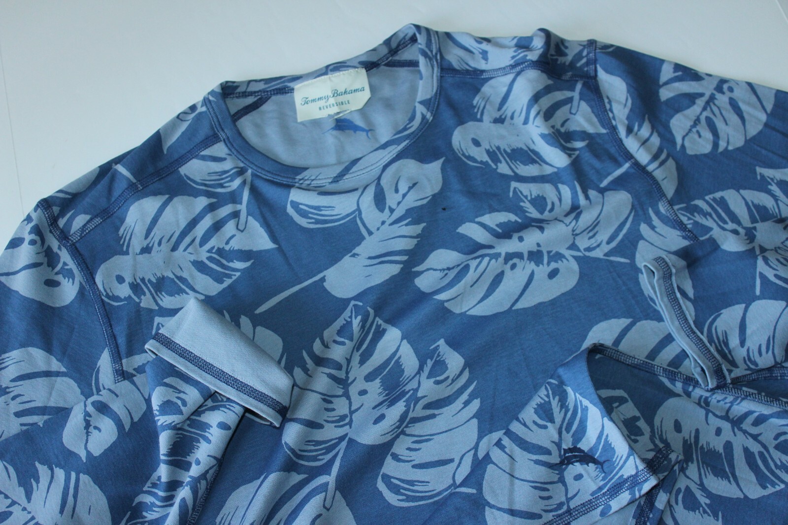 Tommy Bahama T Tee Shirt Leaf The Sun Reversible Dockside Blue LS XX-Large XXL