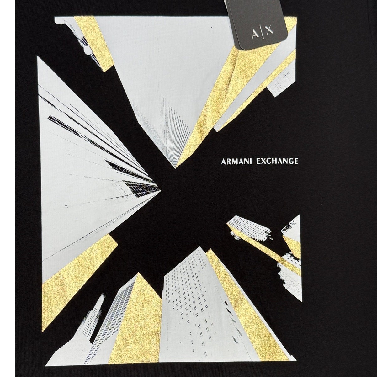 Armani Exchange Skyscraper Crewneck Cotton T-Shirt Black Small $65