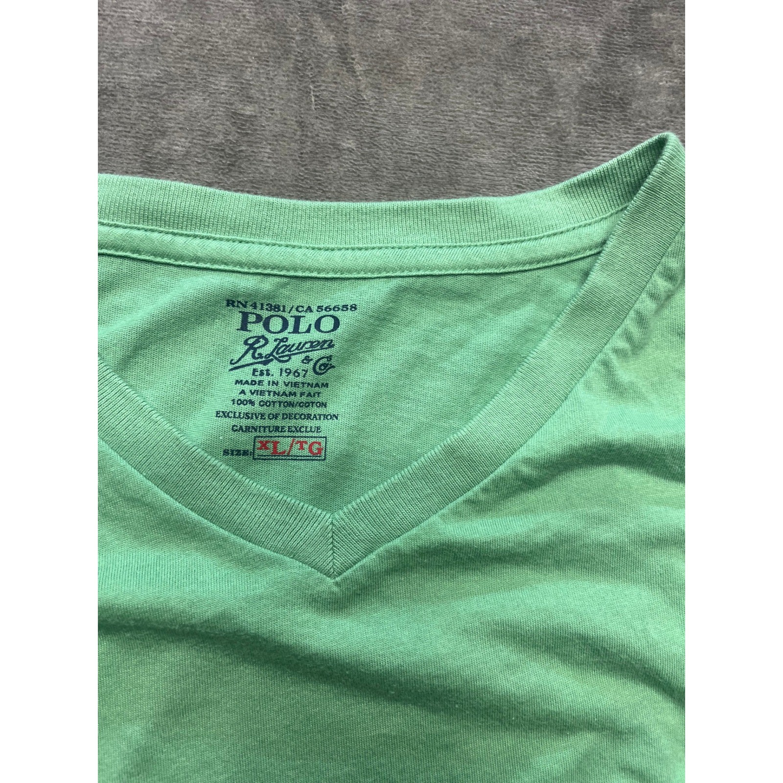 Polo Ralph Lauren Men’s Green V Neck T Shirt XL TG Classic Fit Cotton