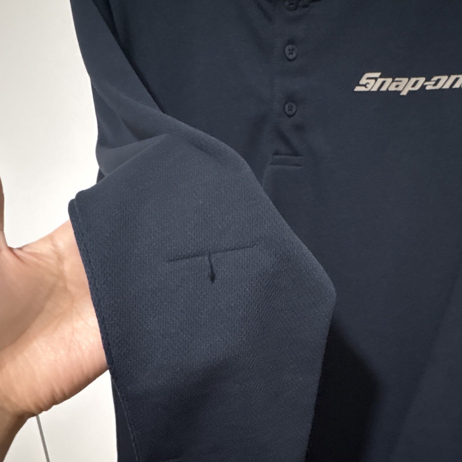 Snap-on Men’s L Black Solid Henley Long Sleeve Jersey T-Shirt Logo Buttons
