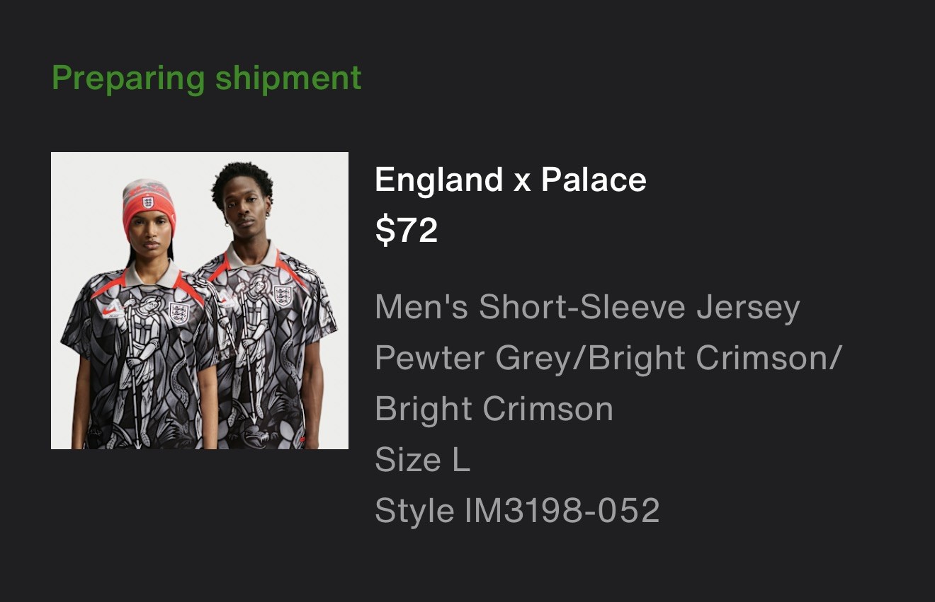 Palace x Nike England Jersey – Pewter Grey World Cup ✅ L Confirmed Order