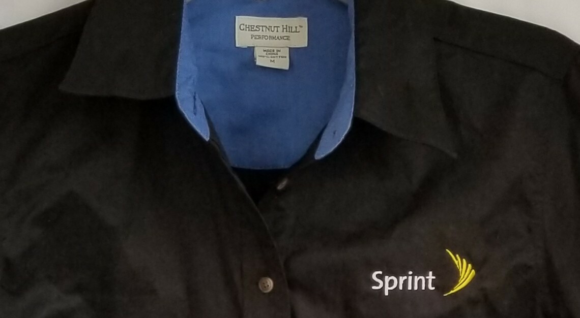 SPRINT Black Button Collar Long Sleeve Shirt New Size M