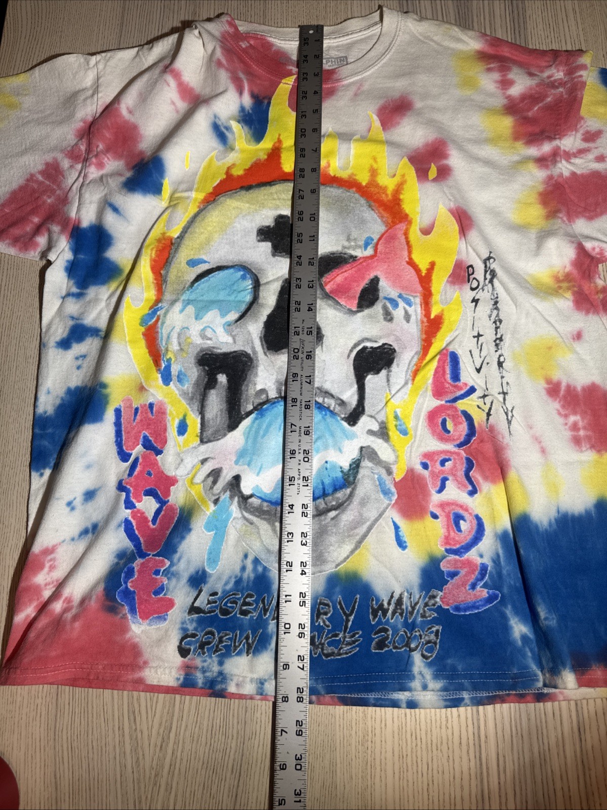 Pink Dolphin Wavelordz Skull Tee Men’s Size L Rare Multi Color Flame Street Wear