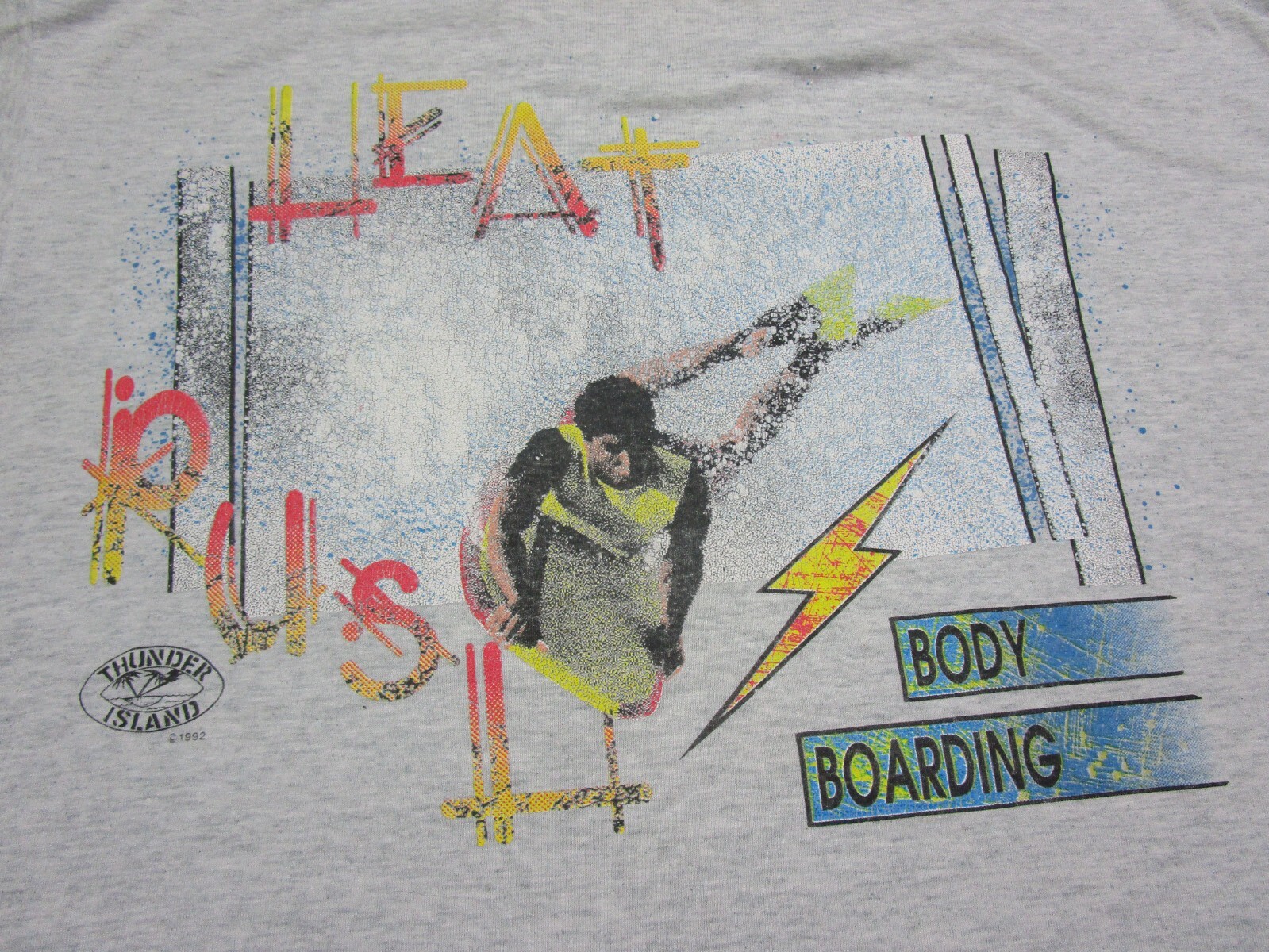 Vintage 1992 Thunder Island T Shirt Size (2XL) 90s Surfer “Body Boarding” Rush