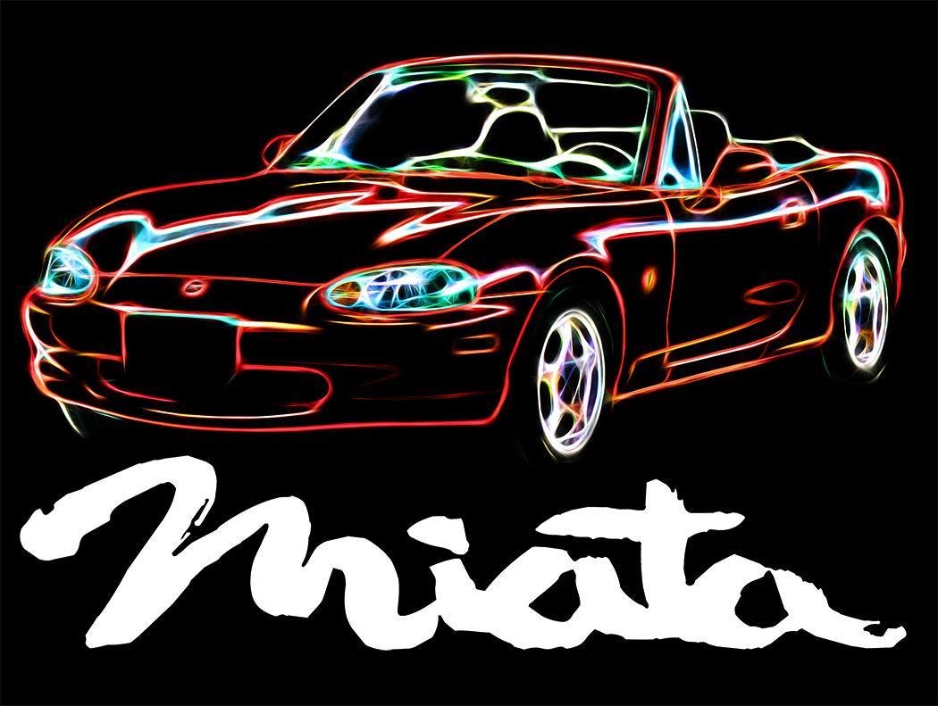 1999-04 Mazda Miata Sports Car Neon Design Tshirt NEW FREE SHIP