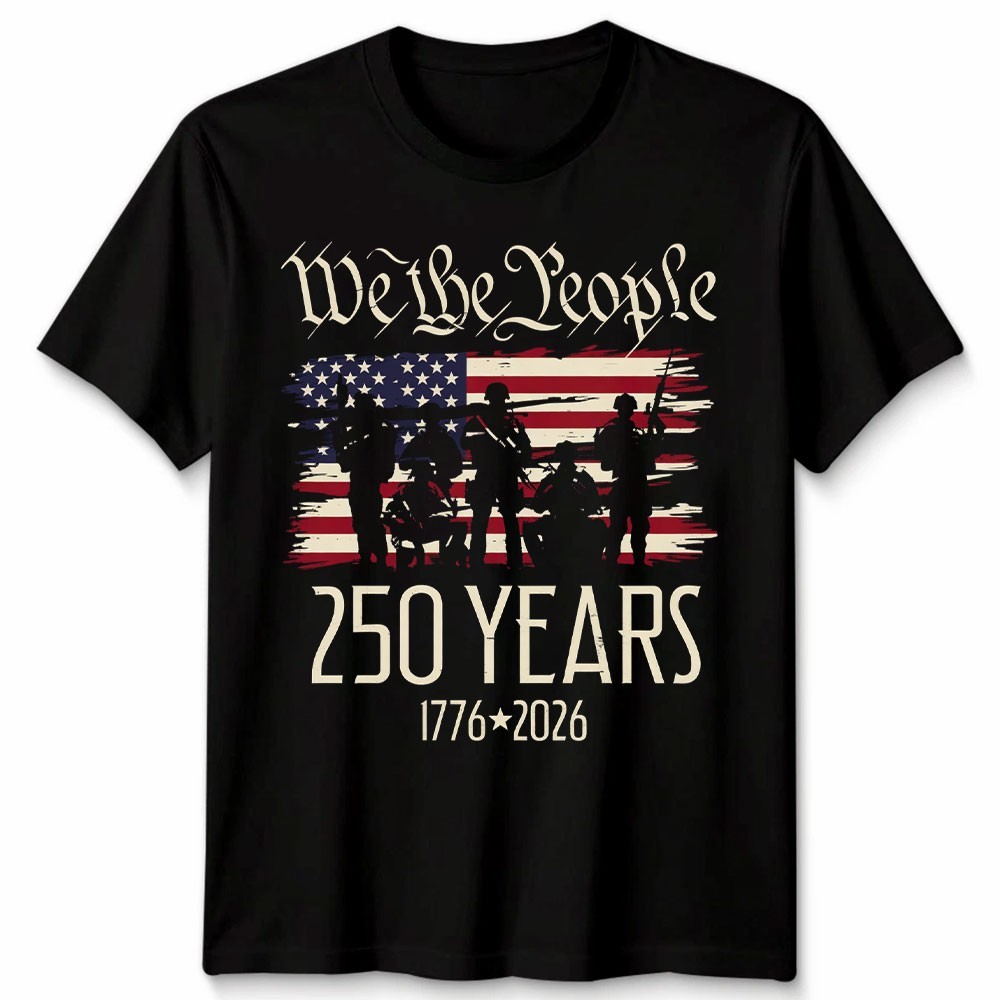 250 Years US Flag 250th Anniversary American Birthday USA T-Shirt Black S-2XL