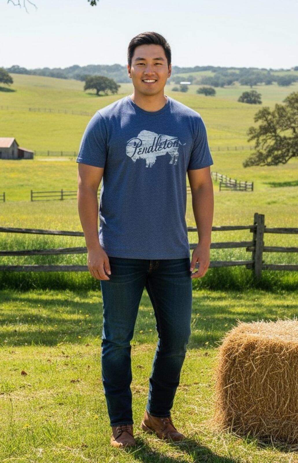 Pendleton Woolen Mills Men’s XL T-Shirt Heather Navy Buffalo Bison Graphic Tee