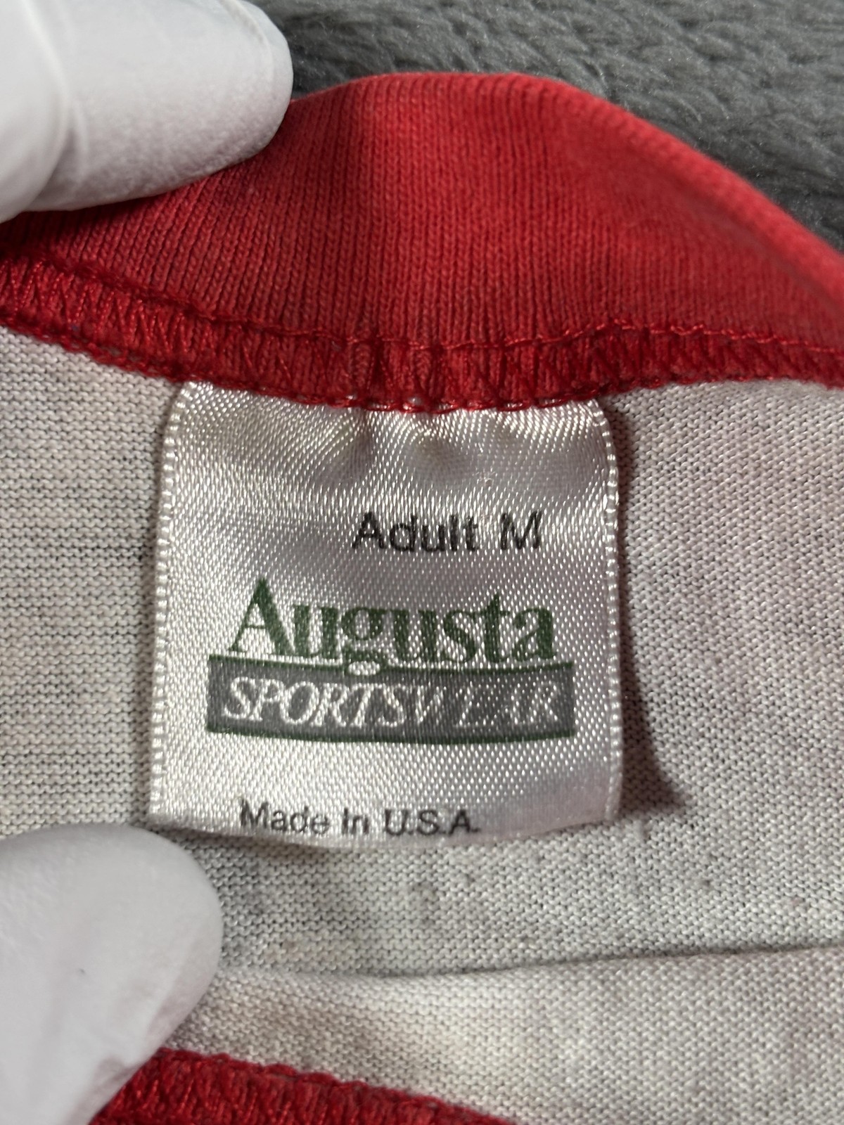 Vintage Augusta Raglan Shirt Sportswear Mens Medium Red 3/4 Sleeve 70s USA