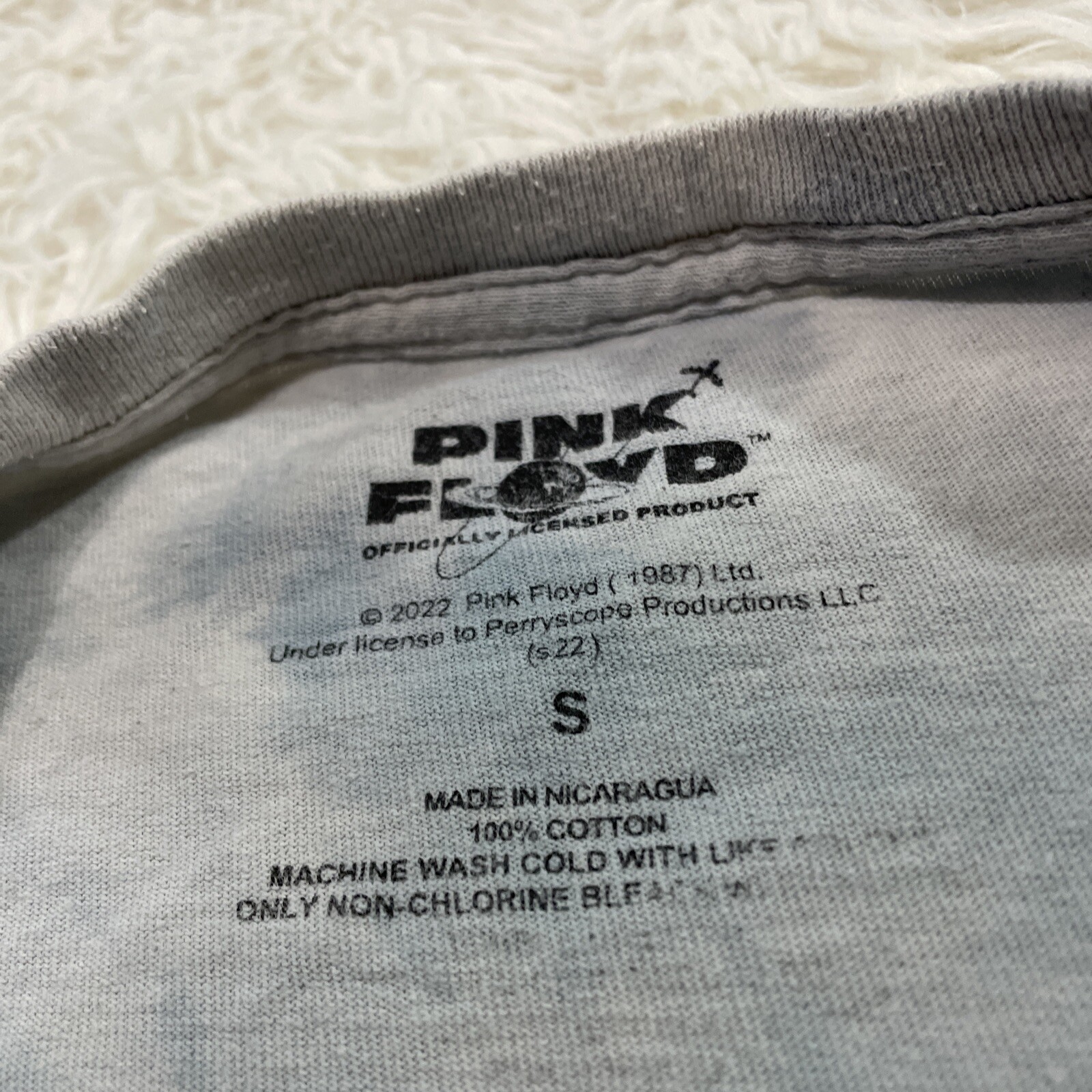 PINK FLOYD Shirt Men S Blue Dark Side of the Moon Rock Music Spellout Graphic