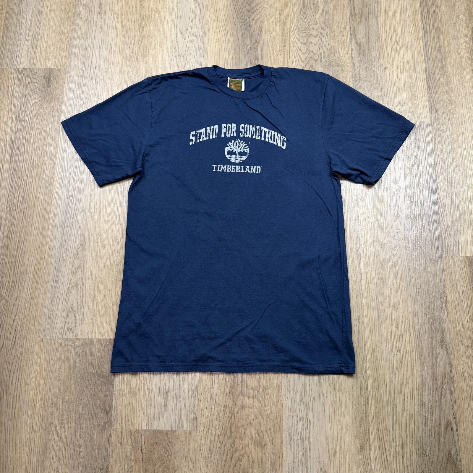 Timberland Shirt Mens Large Blue Stand For Something Graphic Tee Made In USA