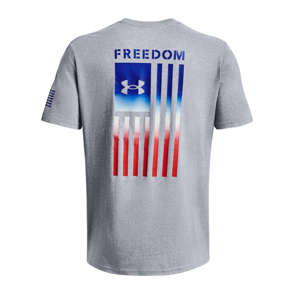 Under Armour 1377056 Men’s UA Freedom Flag Gradient T-Shirt, Steel Heather, 3XL