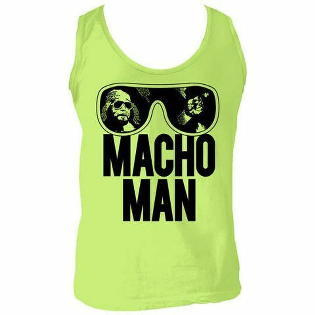 Adult WWE World Wrestling Entertainment Old School Macho Man Glasses Green Tank