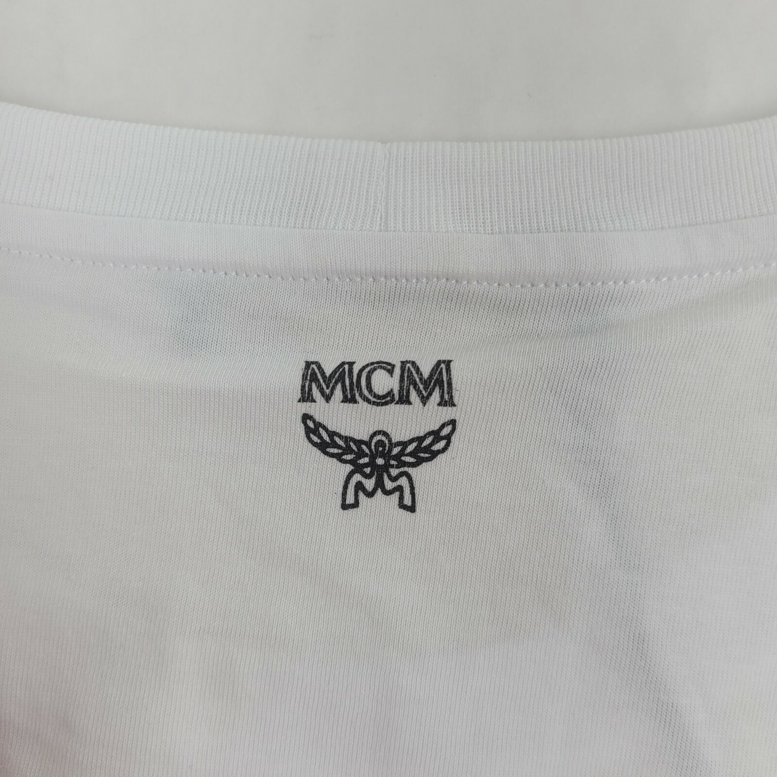 $225 MCM Men’s White Cotton Neon Yellow Nylon Pocket Flo T-Shirt MHT9ALC07WT