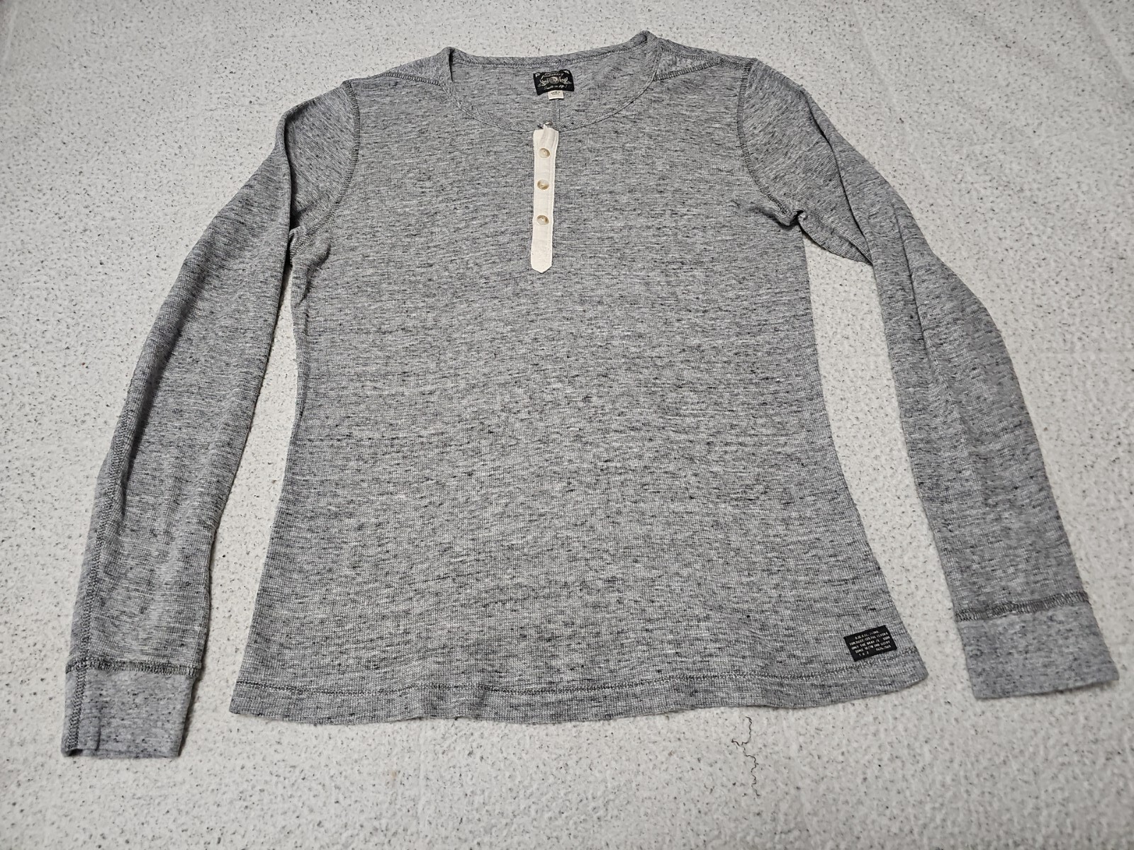 Diesel Industry Henley Stitched Nobel Gray Woven Long Sleeve Shirt SZ Large