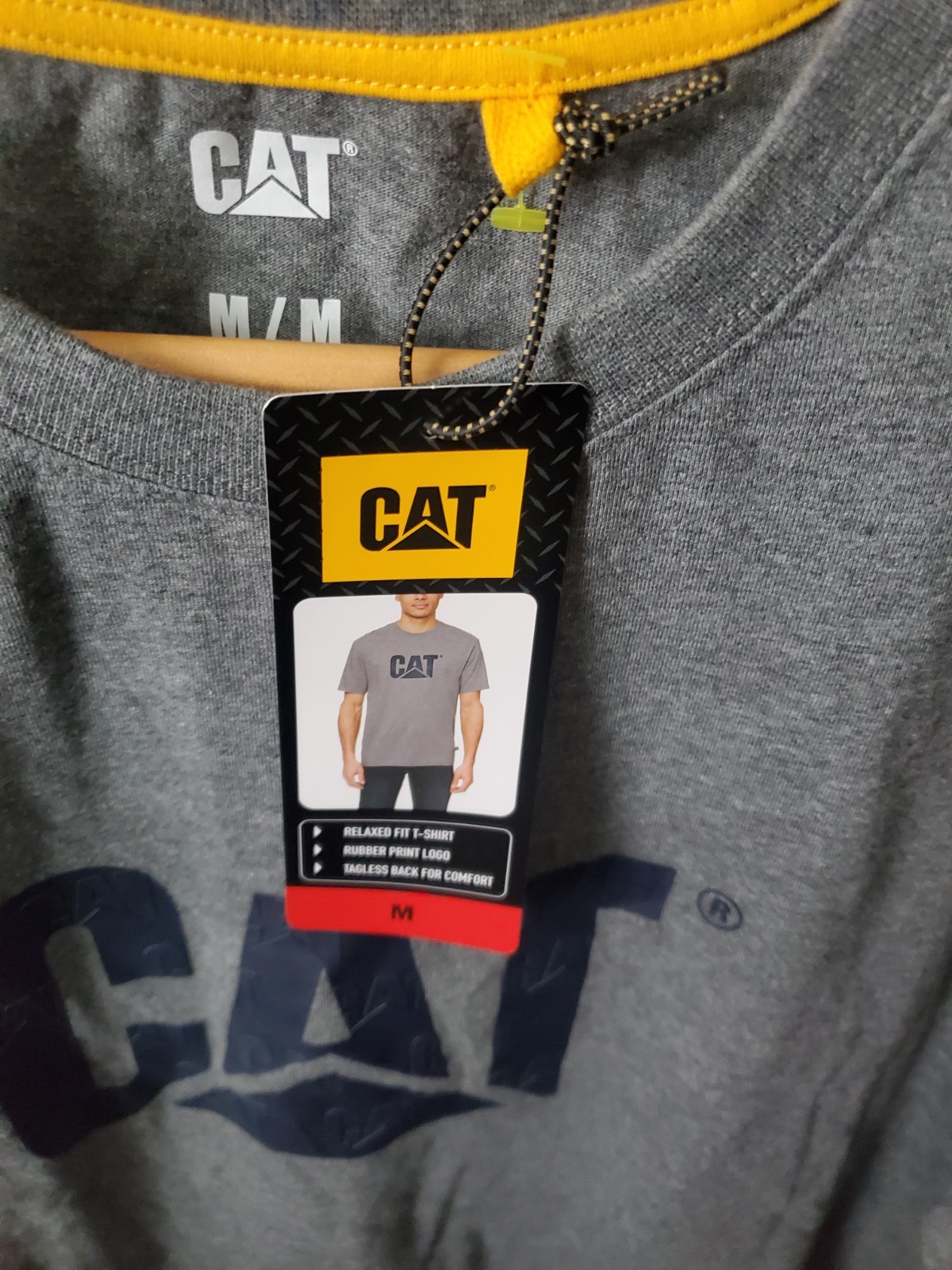 CAT Caterpillar Men’s Relaxed Fit T Shirt, Gray, Medium, Tagless, Rubber Print