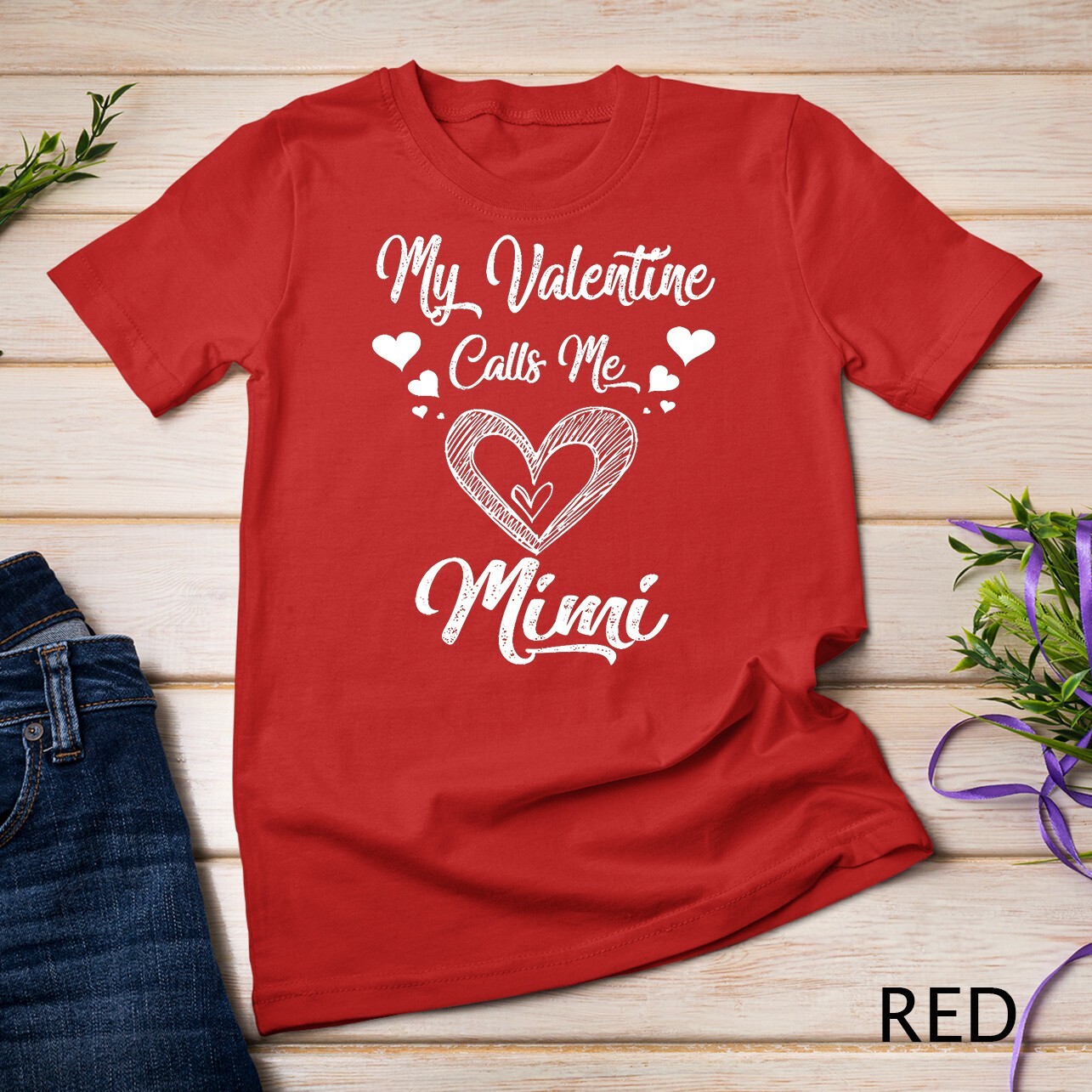 Womens My Valentine Calls Me Mimi Shirt Valentines Day Unisex T-shirt