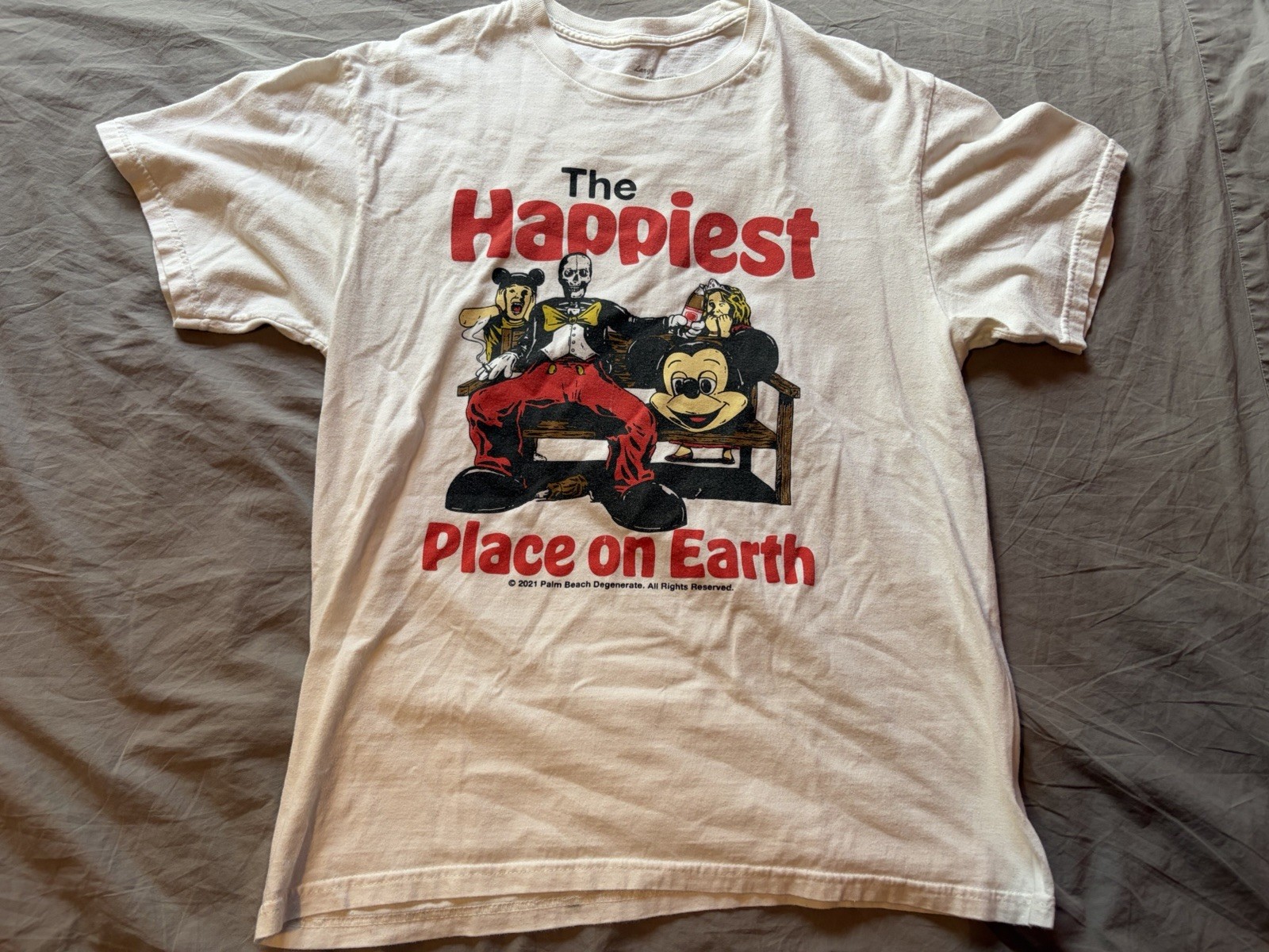 The Happiest Place on Earth Palm Beach Degenerates White Shirt; Men’s L