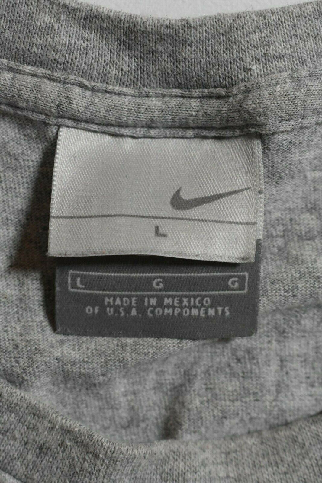 Nike Mens Gray Nike Logo Scoop Neck Short Sleeve Mexico Made Casual T Shirt L