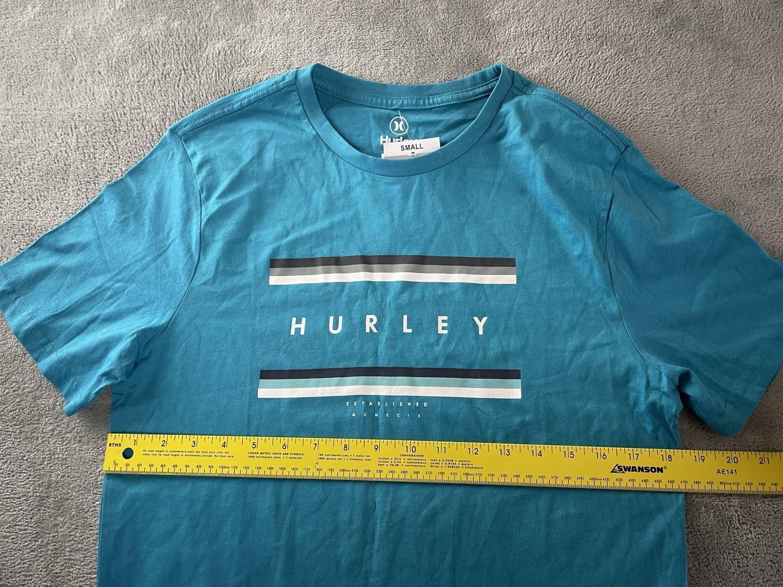 Hurley Logo T Shirt Men’s Small Teal Blue New With Tags Short Sleeve