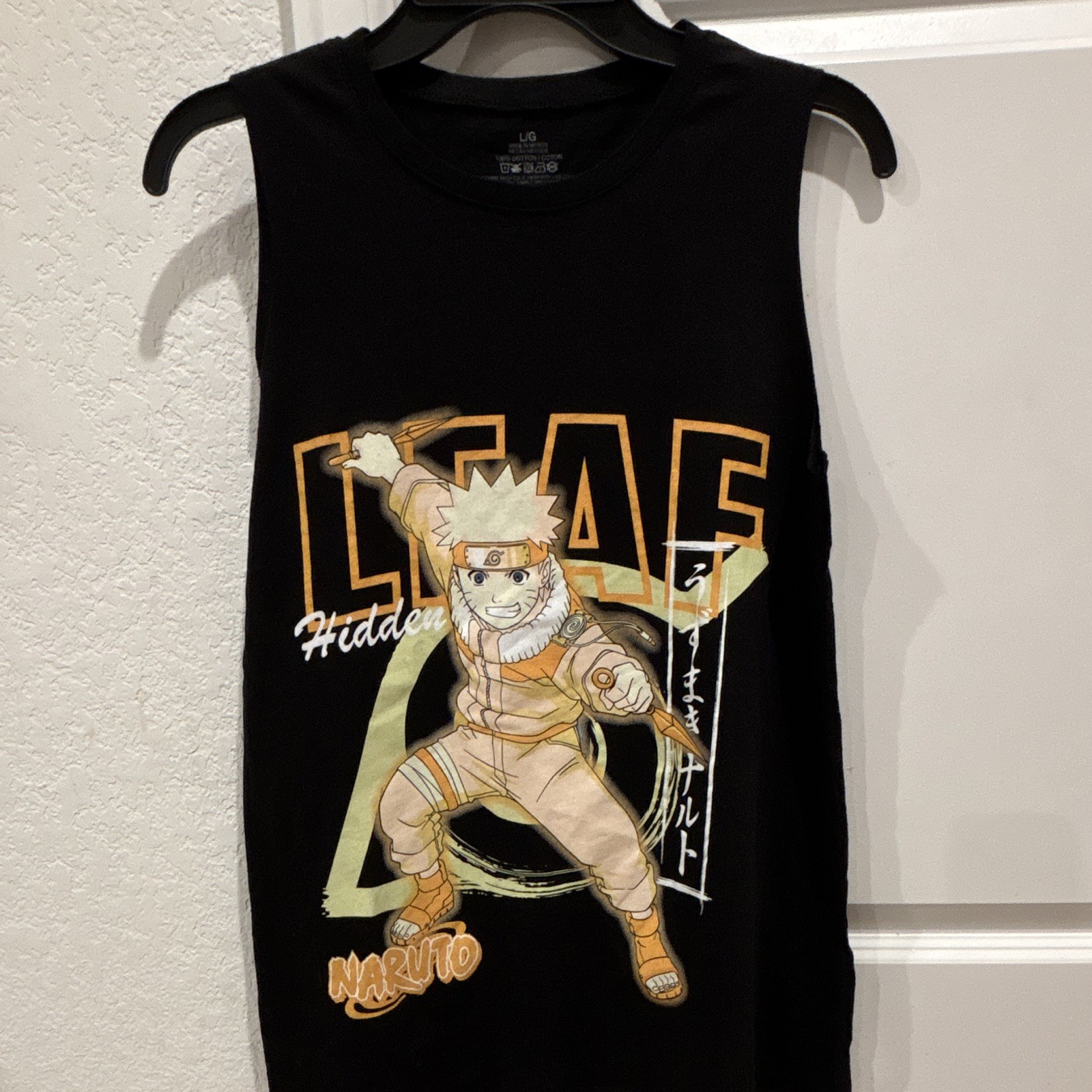 Ripple Junction Naruto Sleeveless Graphic Tee Black Men’s L/G 100% Cotton