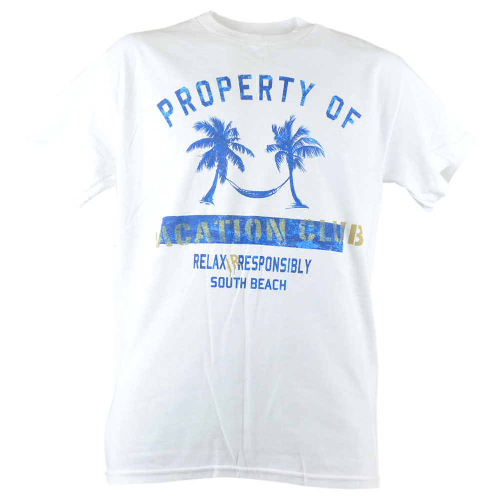 Property of South Beach Vacation Club Palm Trees Relax White Shirt Tee