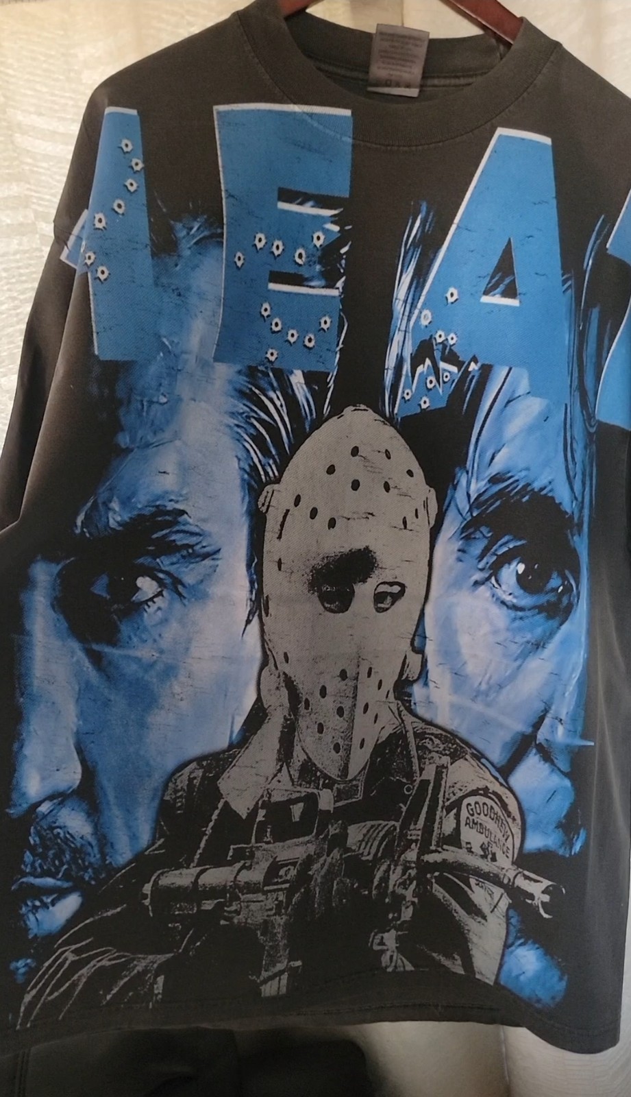HEAT BIG PRINT ON SHAKA HEAVYWEIGHT GARMET DYED T SHIRT