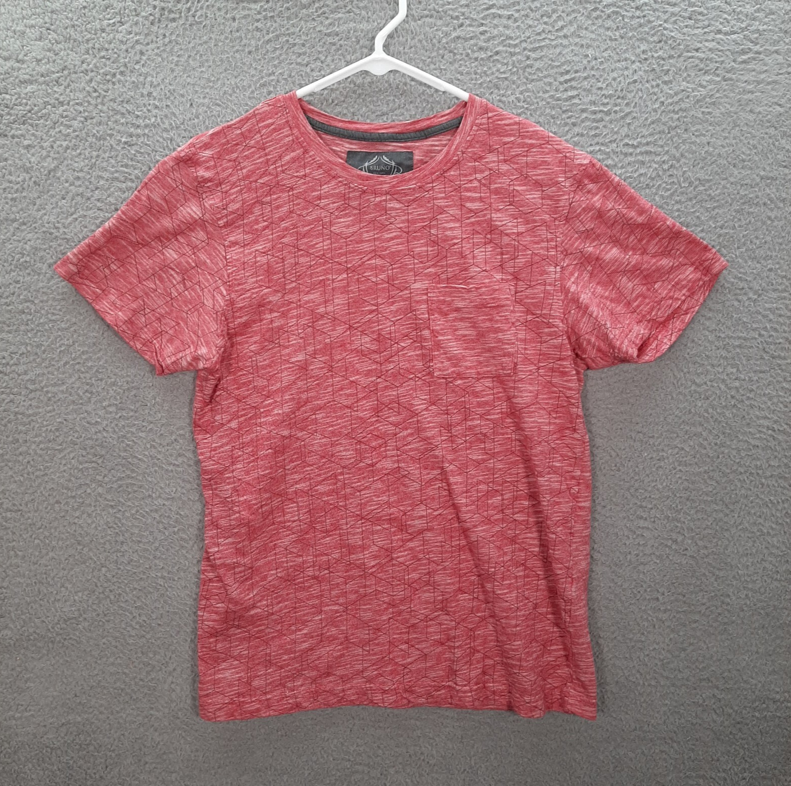 Bruno Shirt Adult Large Red White Geometric Lightweight Stretch Preppy Workwear