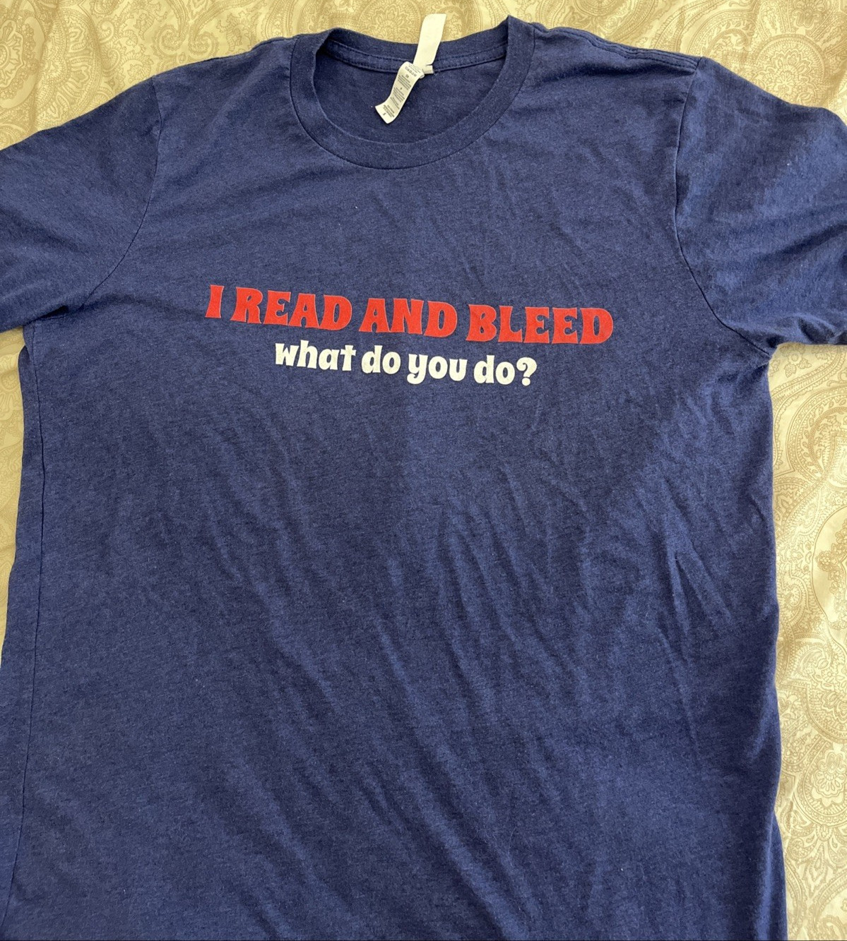 *I READ and BLEED* T Shirt Blue Men’s Shirt Poly-Cotton-Rayon Free Shipping
