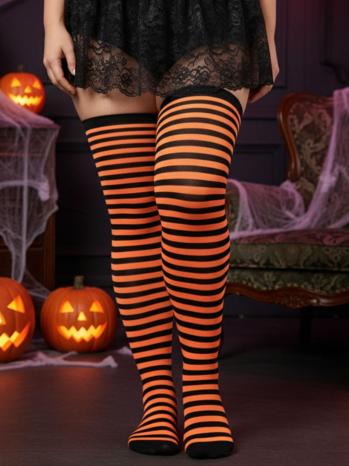 Plus Size Thigh High Socks, Over Knee with Adjustable Thigh Garter, Warm Stoc…