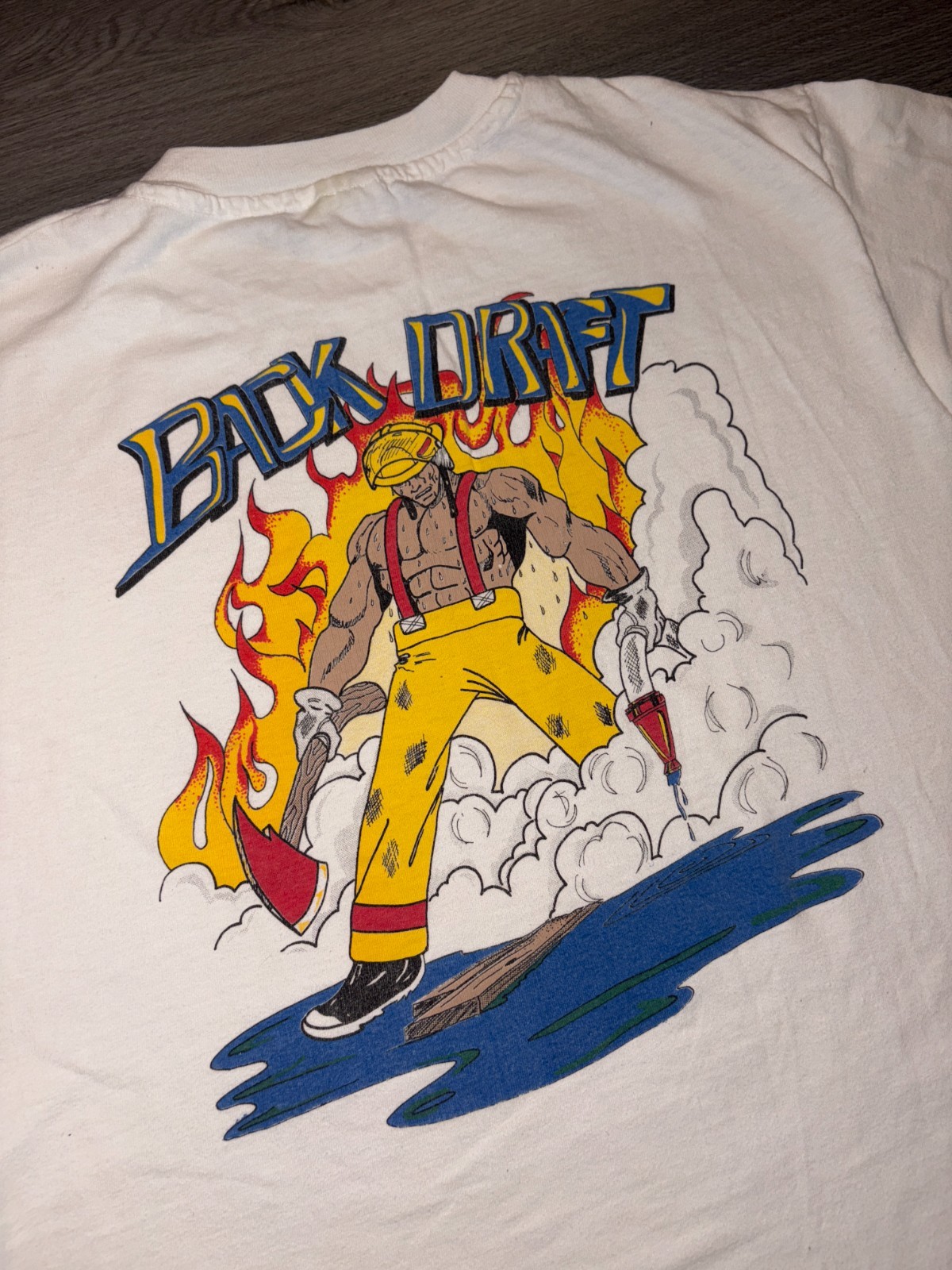 VTG Backdraft Fire DPT Shirt Size XL Black Hanes Beefy-T 90s Single Stitch