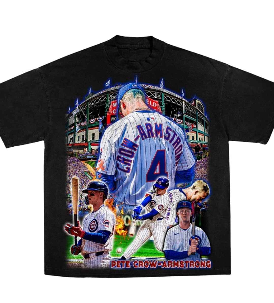 CHICAGO CUBS PCA, PETE CROW ARMSTRONG ON A SHAKA HEAVYWEIGHT T “OVERSIZED FIT