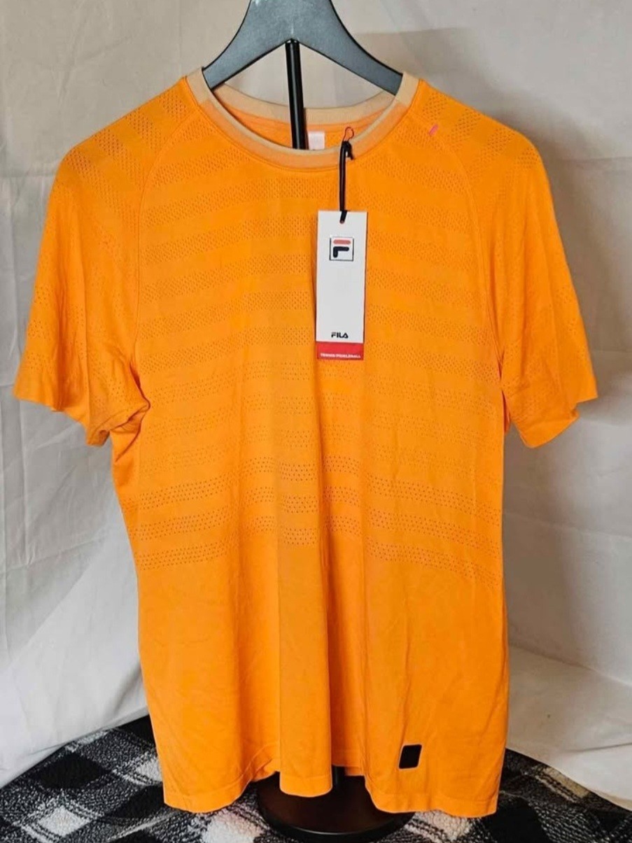 FILA Men`s Center Court Ace Seamless Tennis Crew Oriole Size Medium
