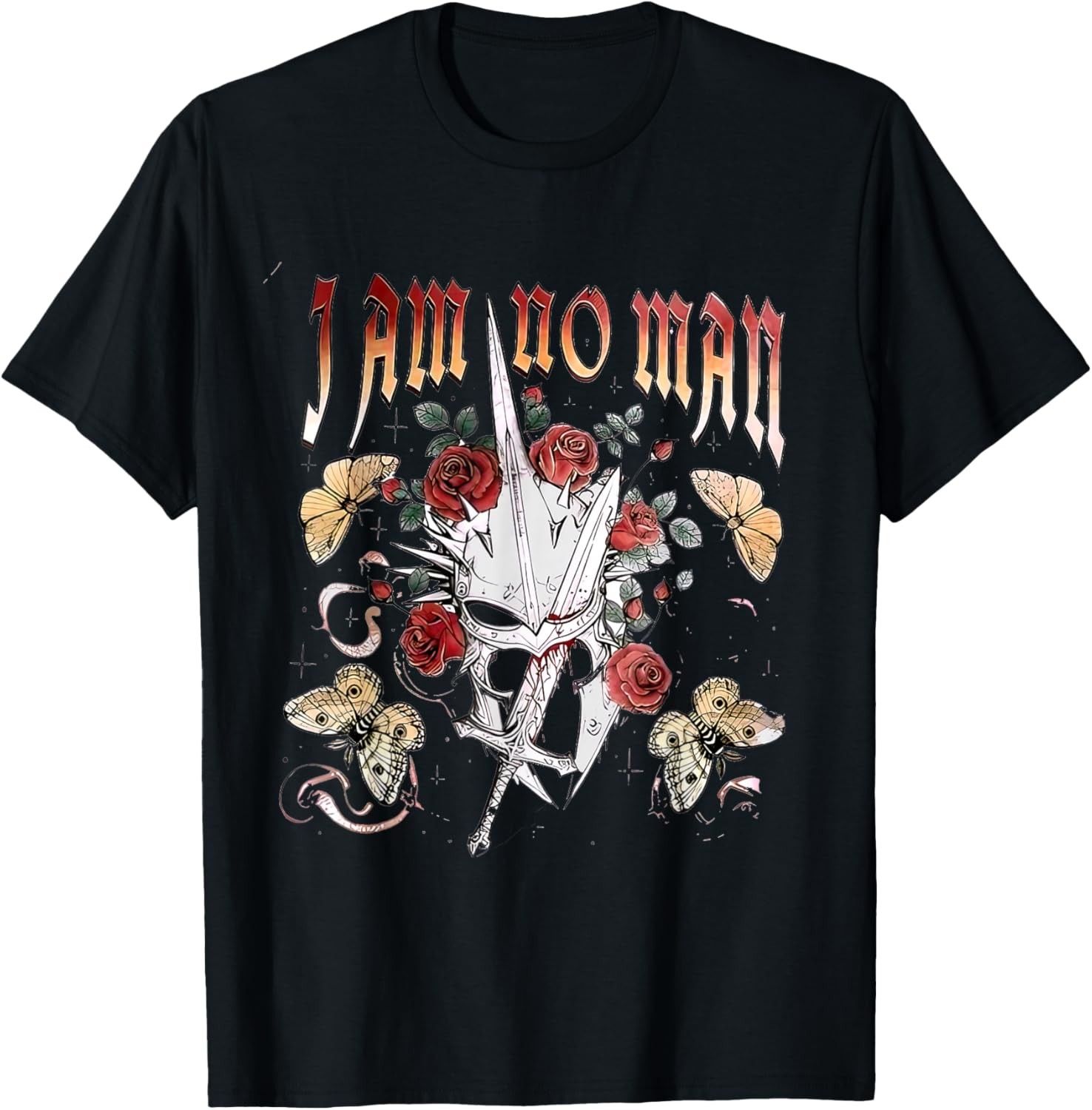 Warrior Butterfly Roses I Am No Man T-Shirt