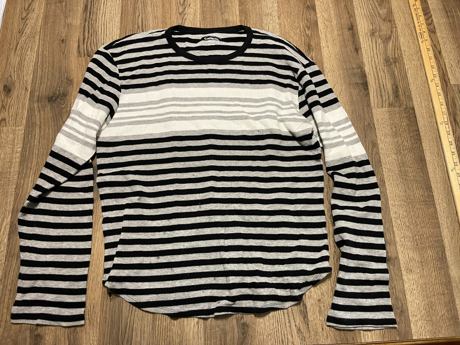Carbon Shirt, Men’s Size XXL, White Gray Black, Striped, Long Sleeve