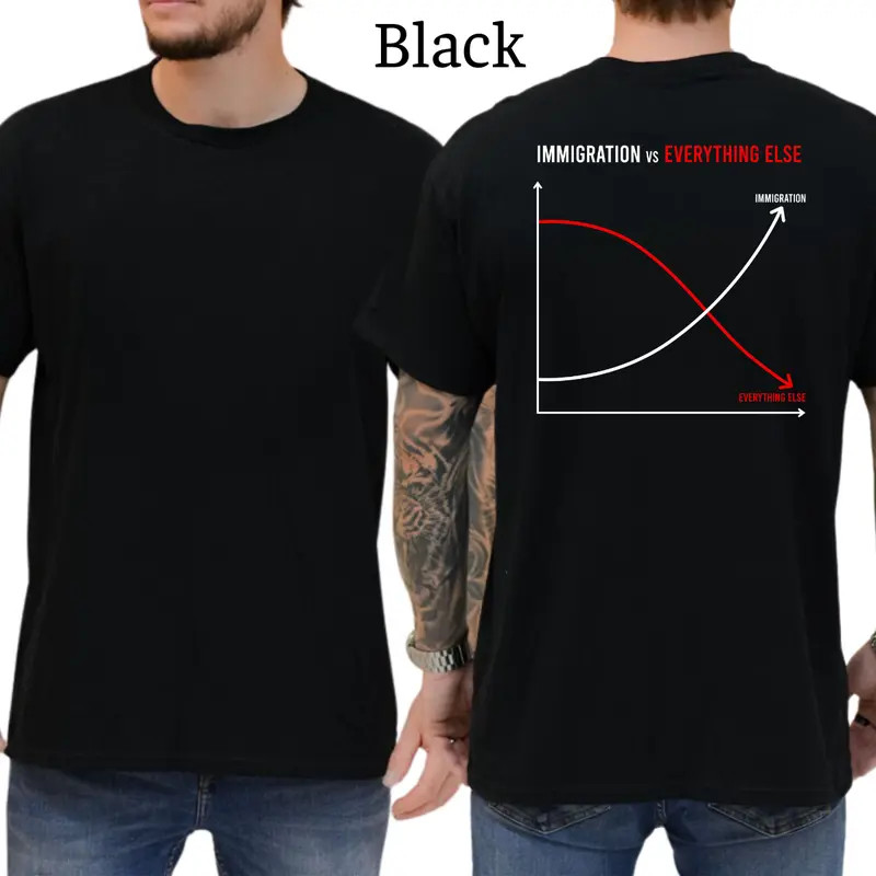 Immigration vs Everything Else T-Shirt, Funny Graphics Shirt, Funny Republican T