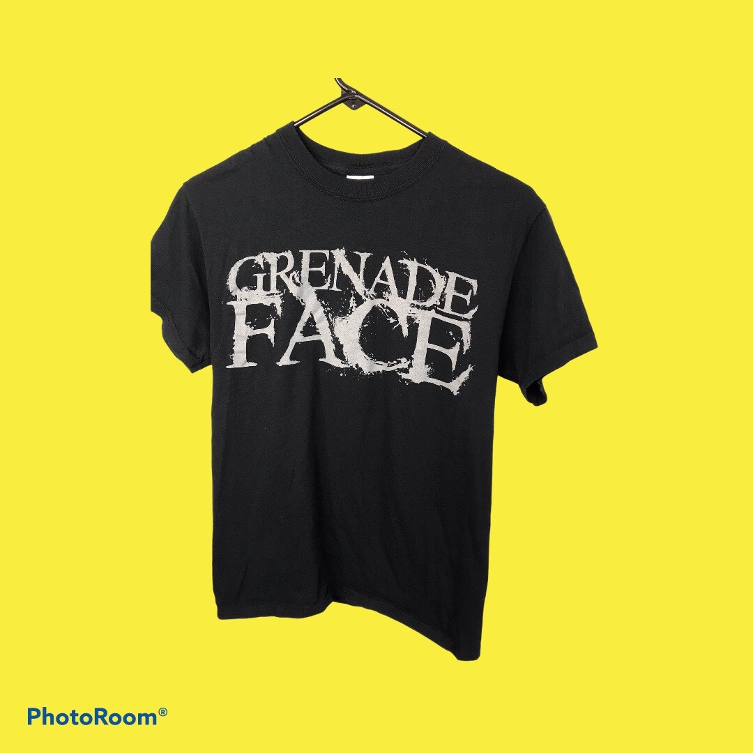 Grenade Face Black T-shirt by Gildan Heavy Cotton Cyberpunk Size SMALL unisex