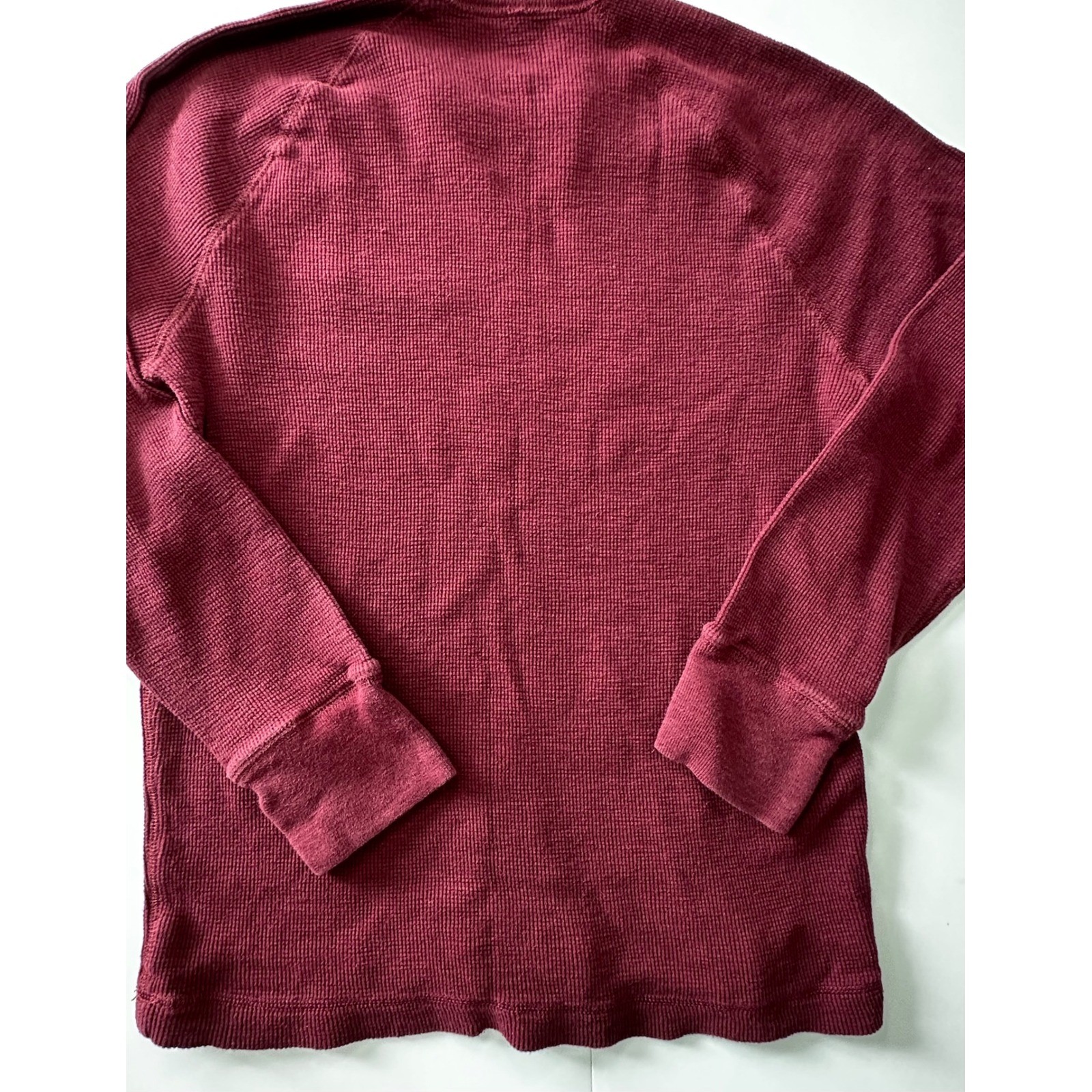 American Eagle Mens Thermal Shirt Large Burgundy Waffle Knit Long Sleeve Cotton