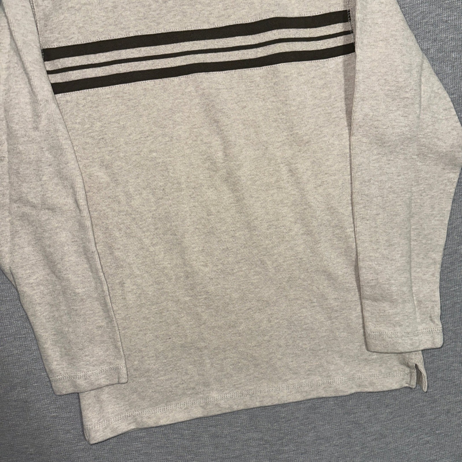 Basic Editions Long Sleeve Striped Crewneck T-Shirt Gray Brown Mens Small