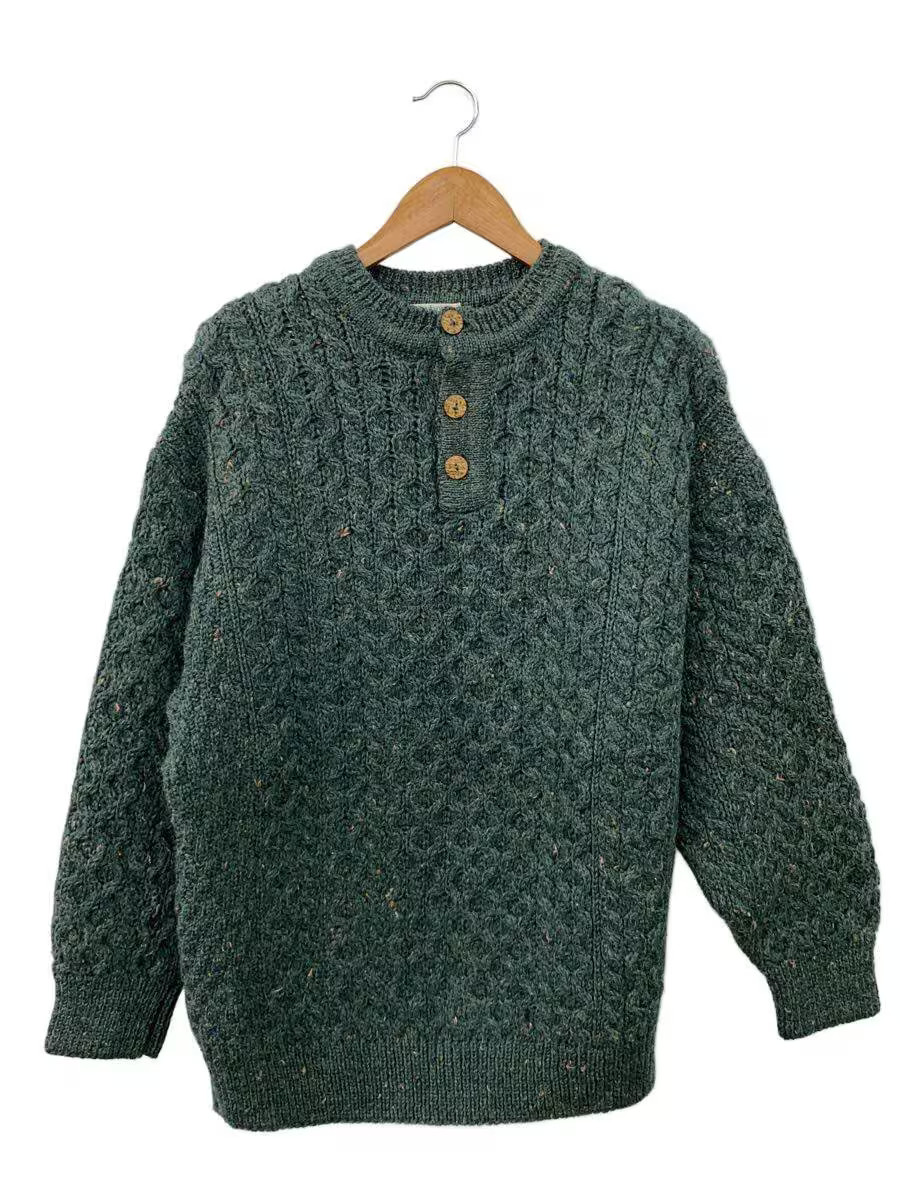 Other Brands: Claudnit Knit Sweater (Thick), XL, Wool, Green, Solid Color