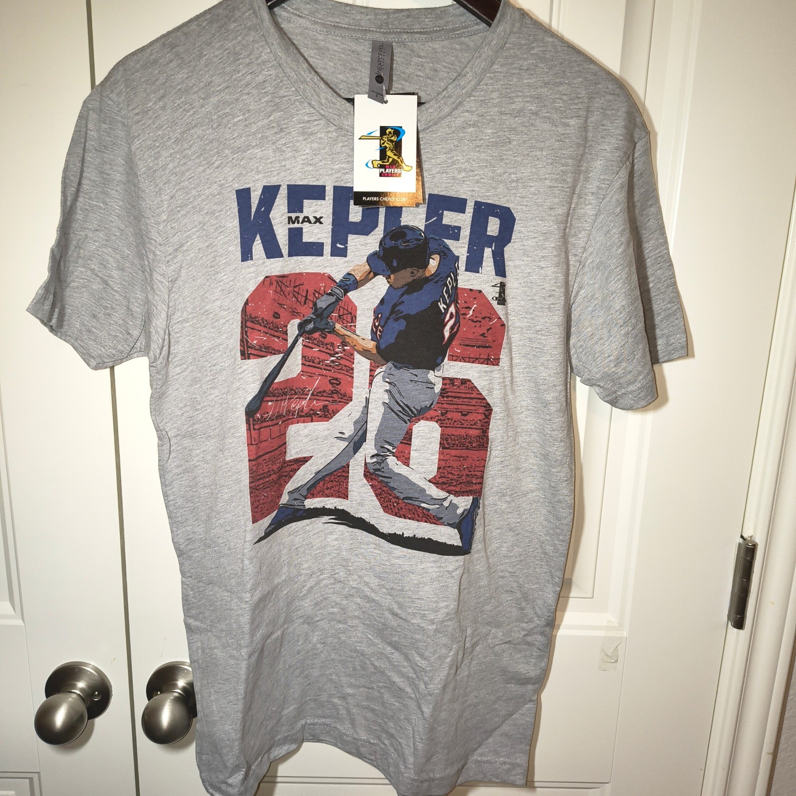 MLB Players Choice Max Kepler Minnesota Twins Gray T-Shirt Mens Small NWT