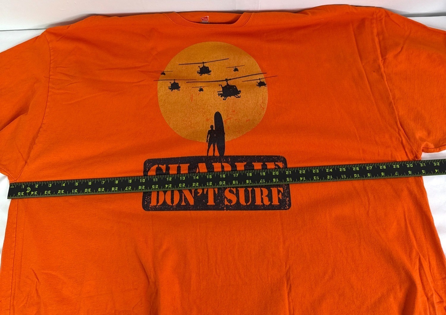 Mens 5XL Apocalypse Now Charlie Dont Surf Orange T-Shirt