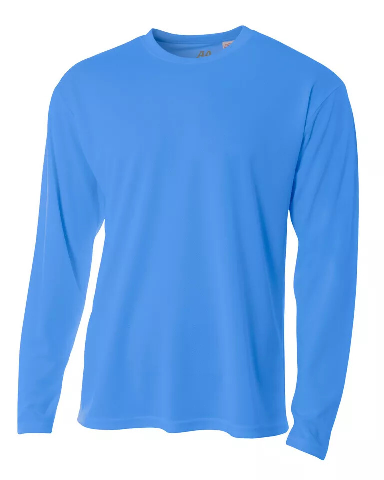A4 N3253 Mens 100% Polyester Long Sleeves Crew Neck Birds Eye Mesh Tee T-Shirt