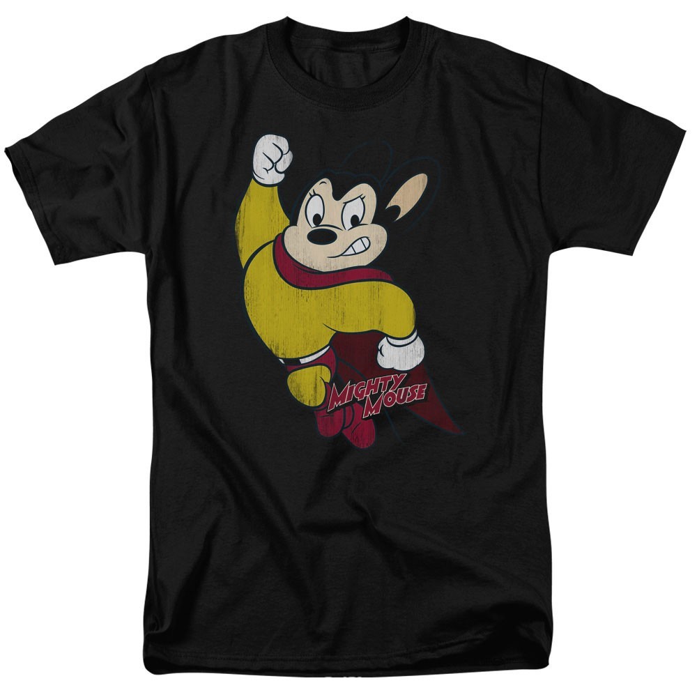 Mighty Mouse Classic Hero Men’s T-Shirt Distressed Officially Licensed S-5XL Tee