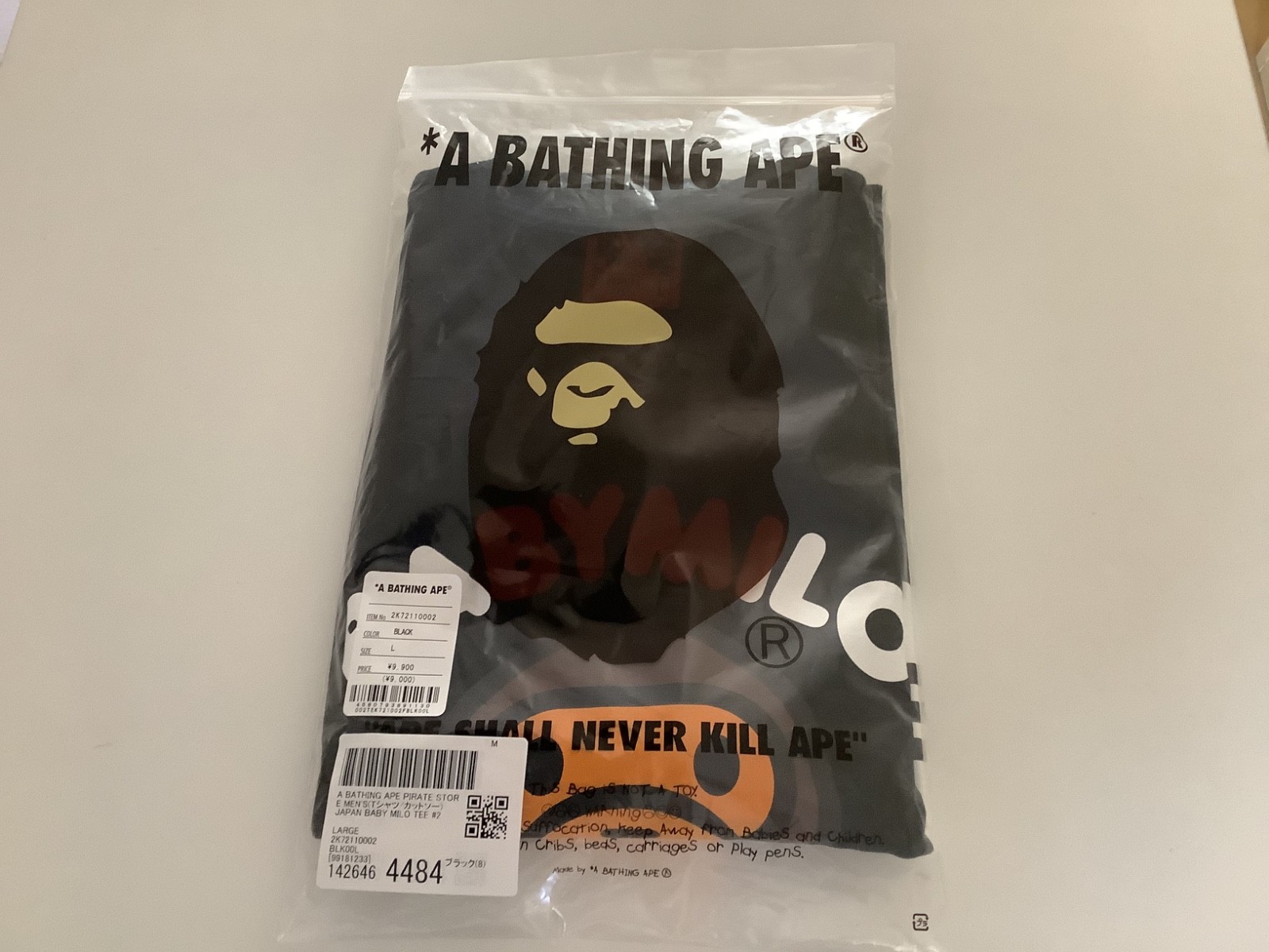authentic a bathing ape bape Japan Baby milo tee #2 t shirt black M L 2XL new