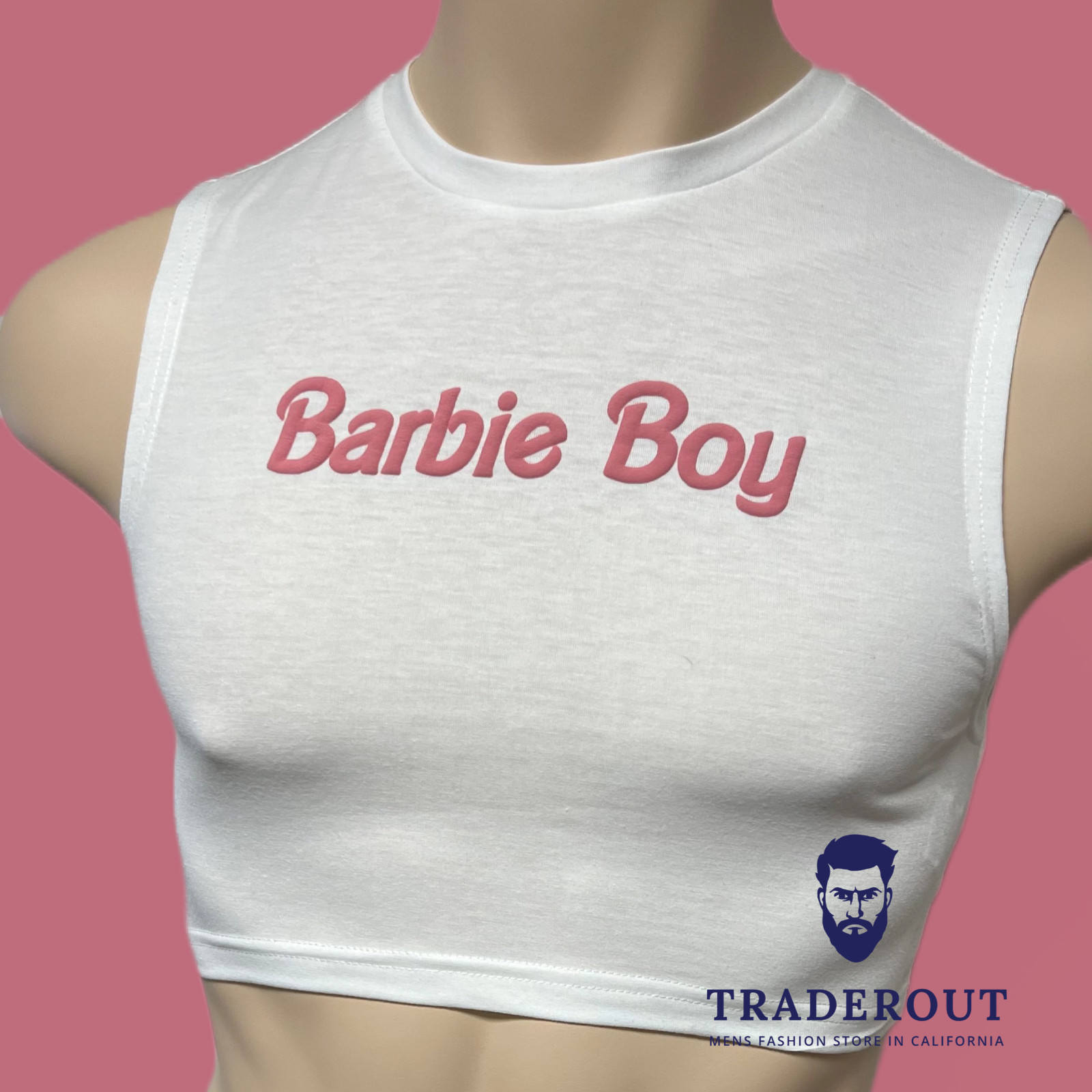 H.E.Arts 3D Puff Barbie boy custom print men white crop sleevelss tank top S M L