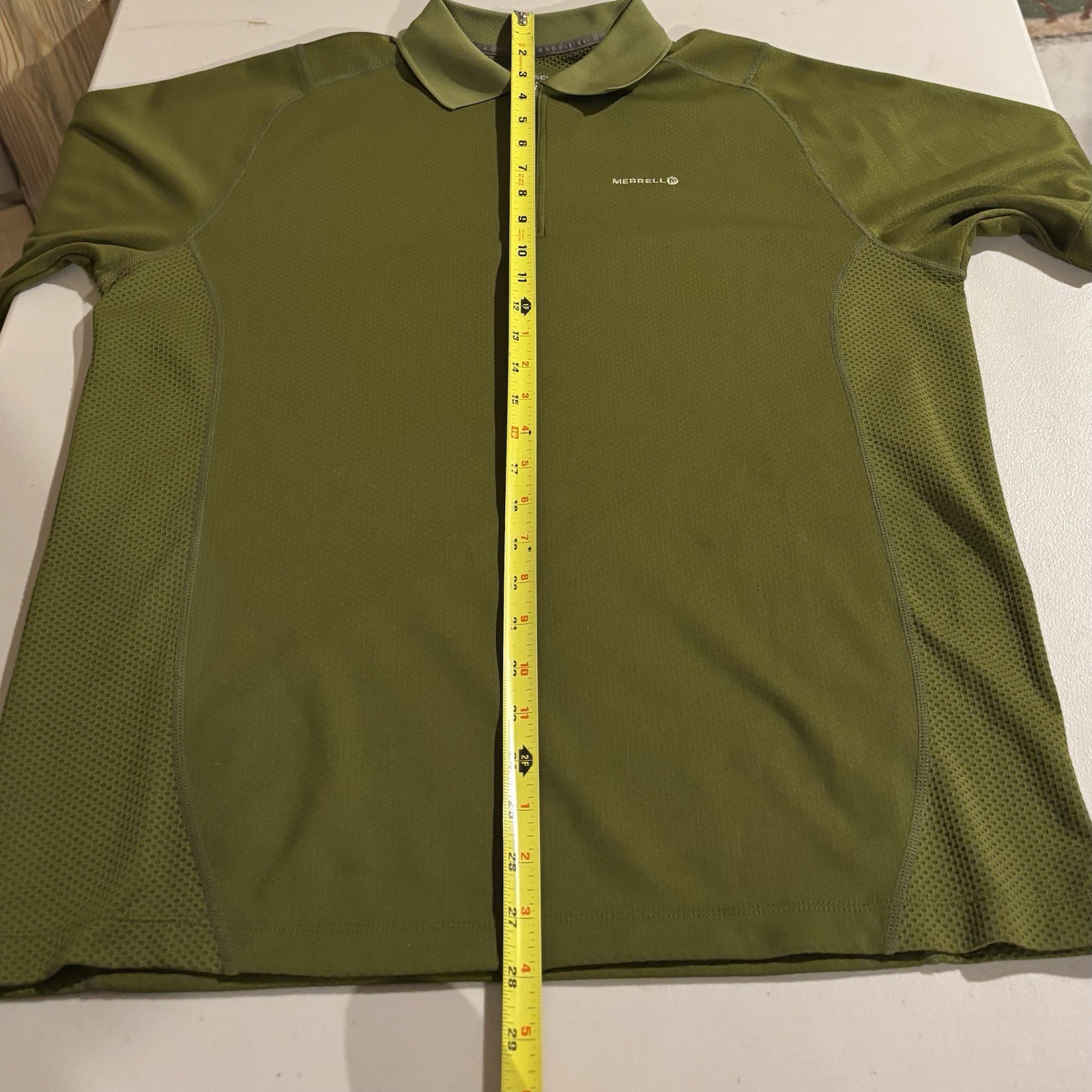 Merrell Mens Large T-Shirt OPTi Wick UPF 50+ Polo 1/4 Zip Performance Golf FF-10