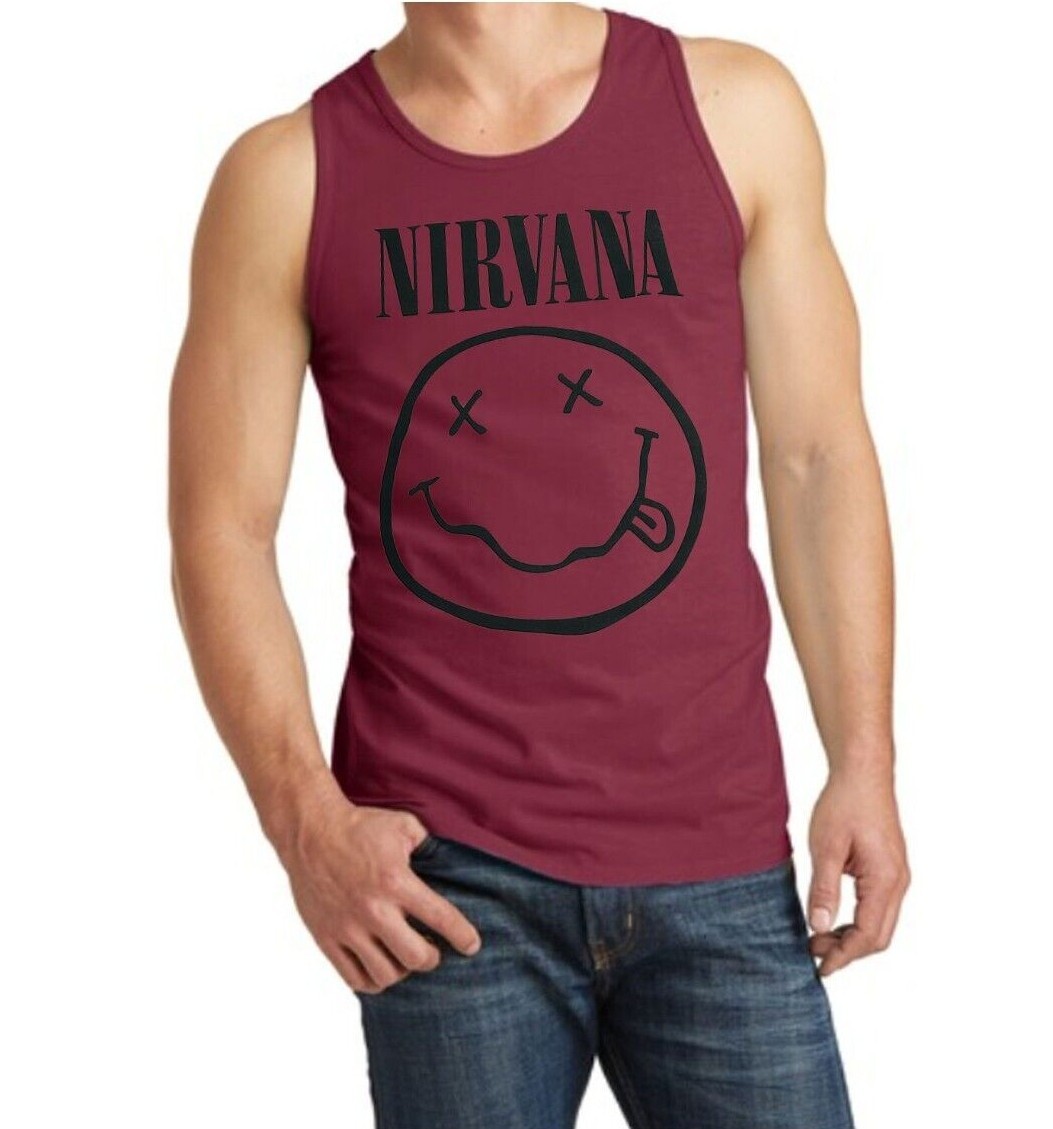 Nirvana Smile Rock Band Black Tank Top Men’s Sizes