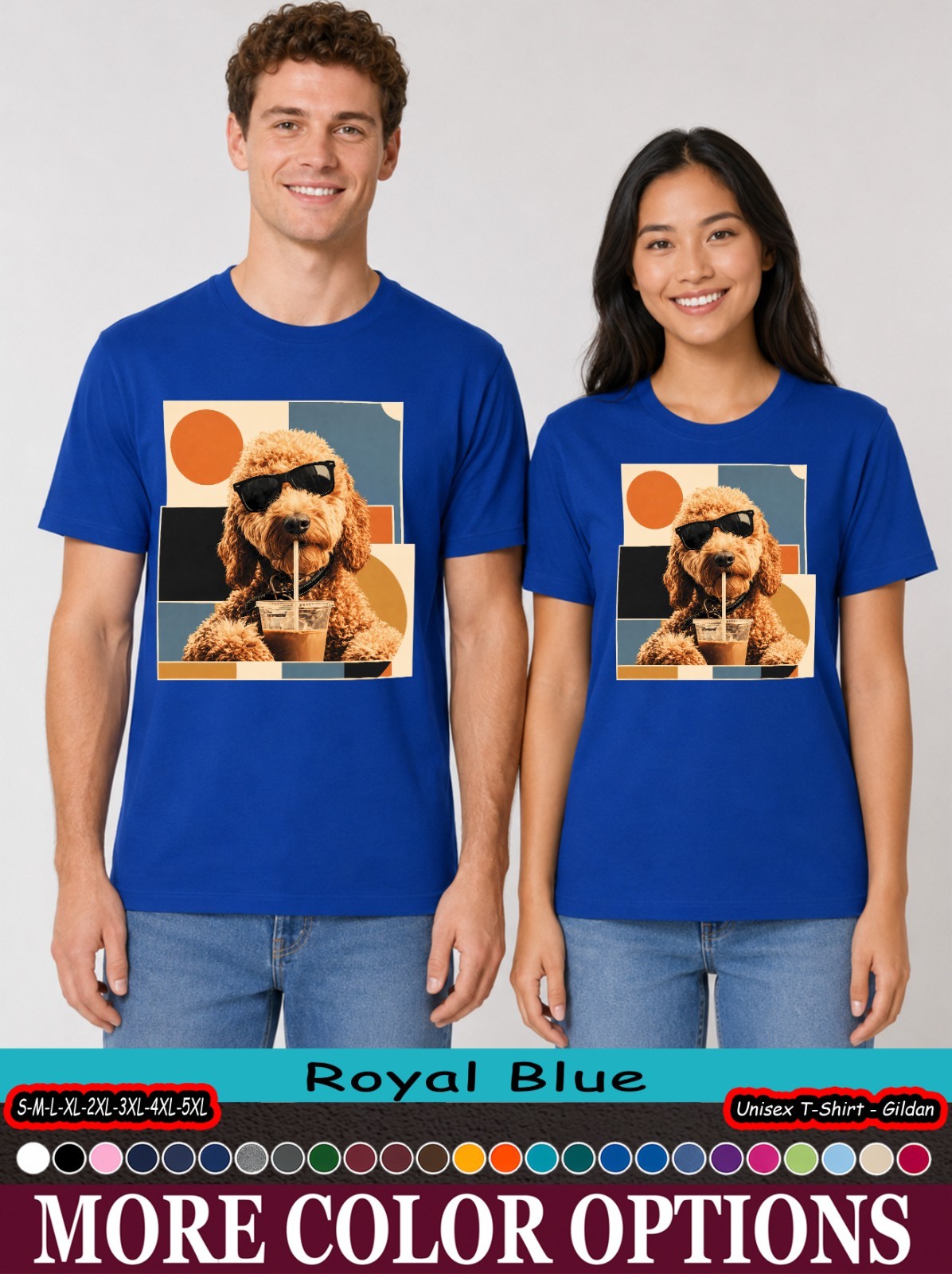 Goldendoodle Iced Coffee Shirt, Dog Sunglasses Pup Graphic Tee-tien