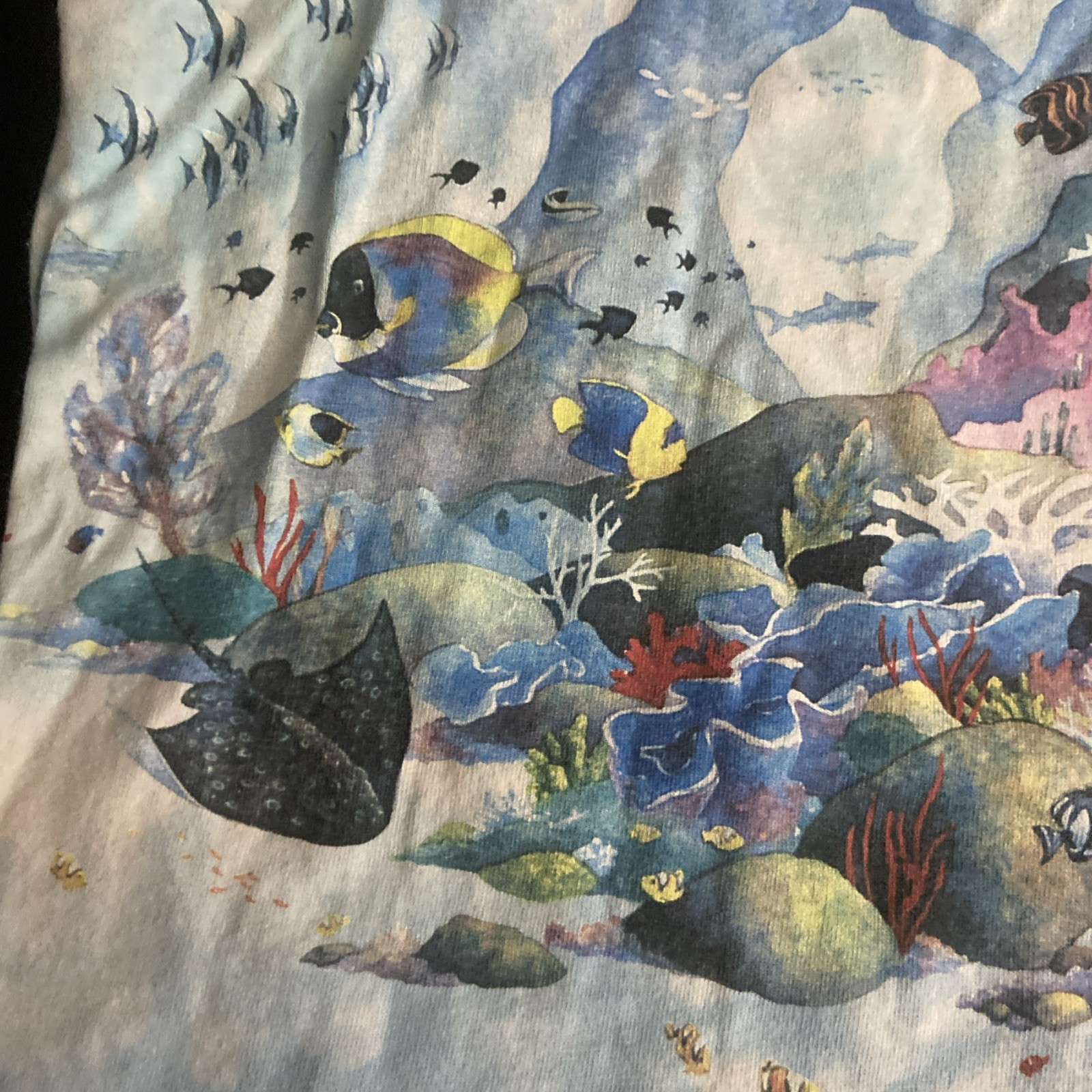 Vintage Liquid Blue Coral Reef Aquatic Paradise Tie Dye T Shirt Single Stitch L